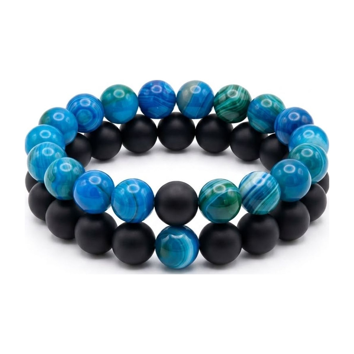 Blue Banded Agate × Black Matte Onyx