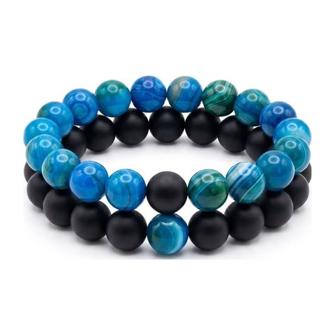 Blue Banded Agate × Black Matte Onyx