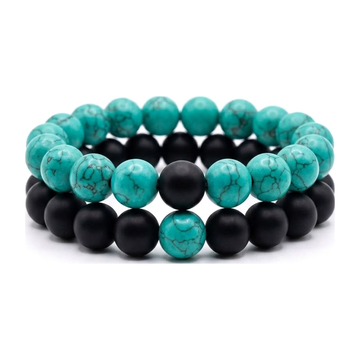 Green Turquoise Howlite × Black Matte Onyx
