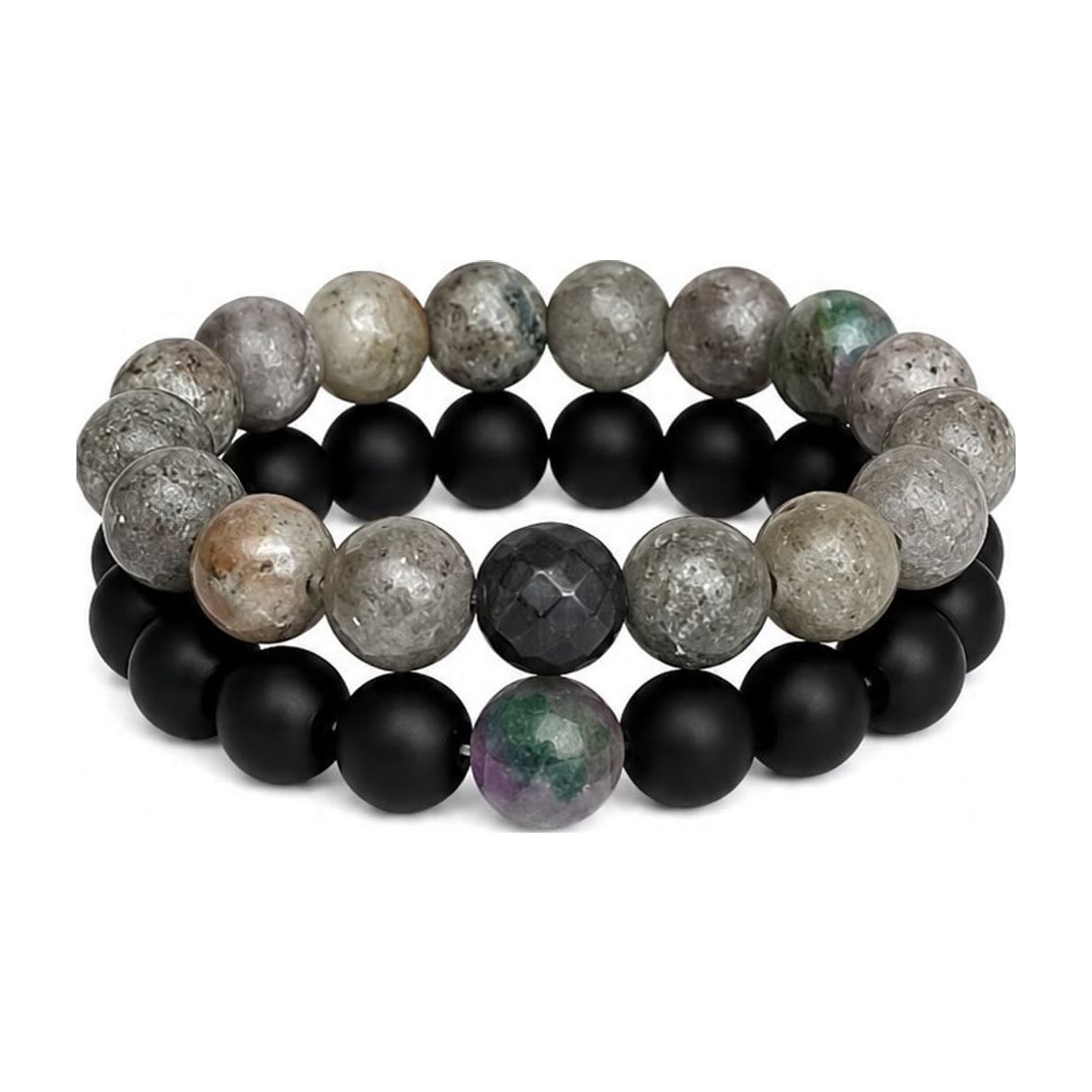 Grey Moss Agate × Black Matte Onyx