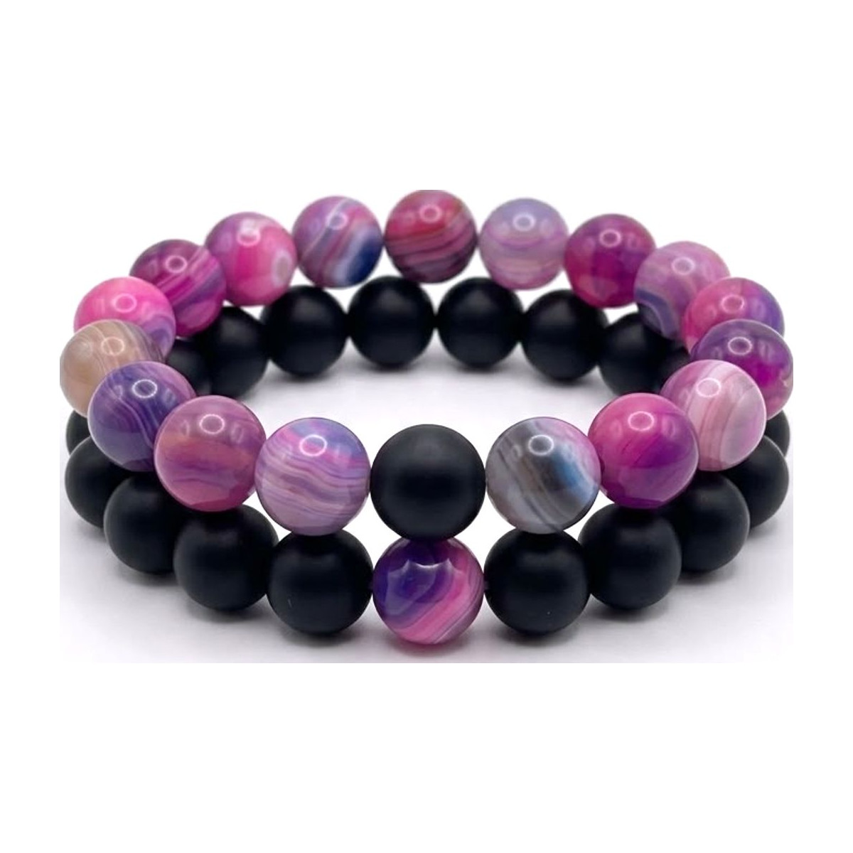 Purple Banded Agate × Black Matte Onyx