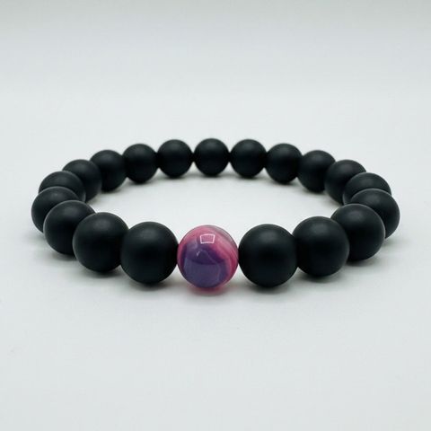 Pink & Purple Banded Agate x Black Matte Onyx