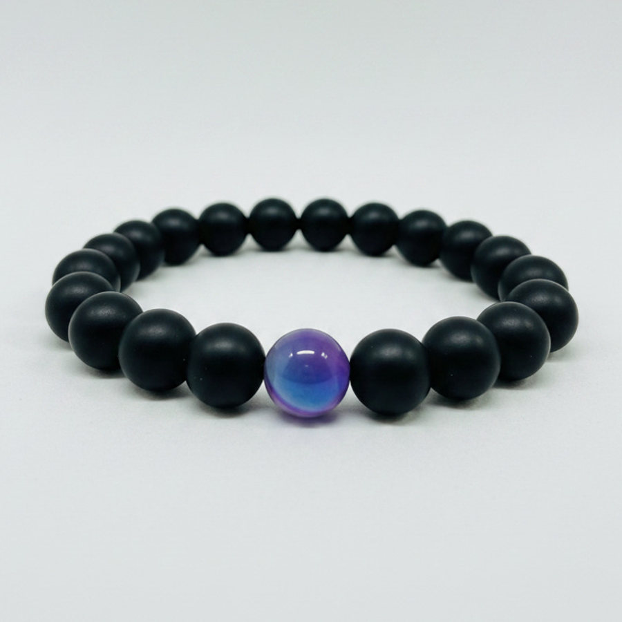 Lilac Striped Agate x Black Matte Onyx