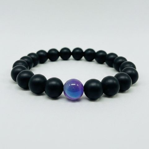 Lilac Striped Agate x Black Matte Onyx