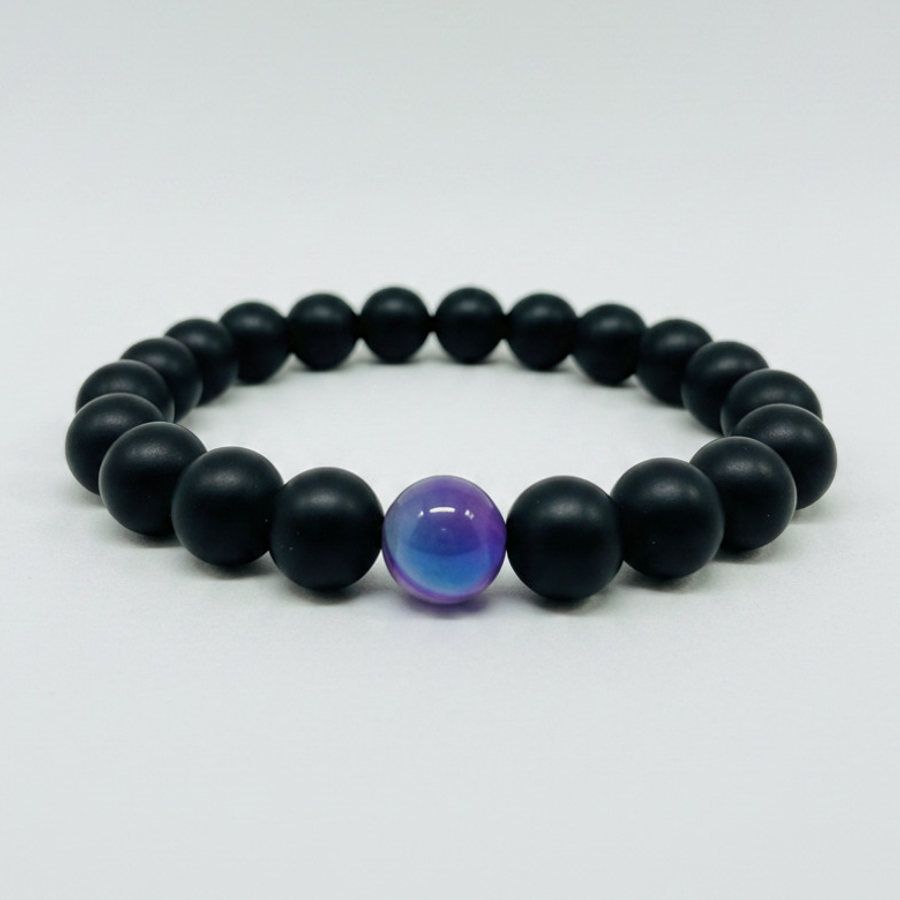 Lilac Striped Agate x Black Matte Onyx