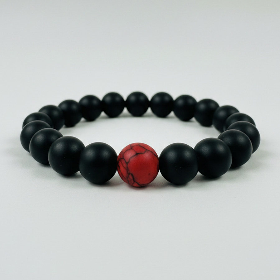 Red Howlite x Matte Black Onyx