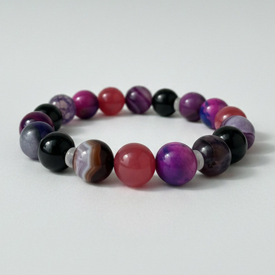 Black Onyx x Ruby Jade x Fushia Agate x Purple Banded Agate