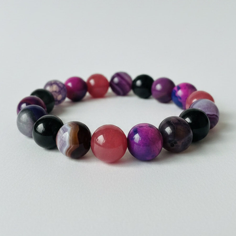 Black Onyx x Ruby Jade x Fushia Agate x Purple Banded Agate