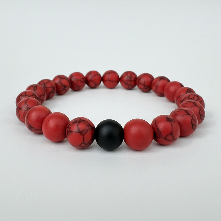 Red Howlite x Matte Black Onyx
