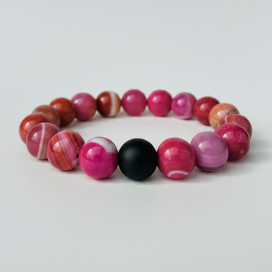 Pink Banded Agate x Black Matte Onyx