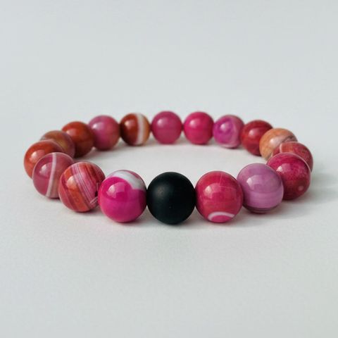 Pink Banded Agate x Black Matte Onyx