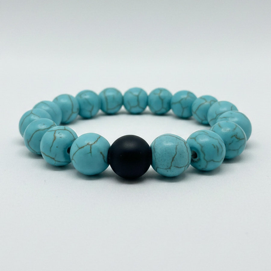 Turquoise Howlite x Matte Black Onyx