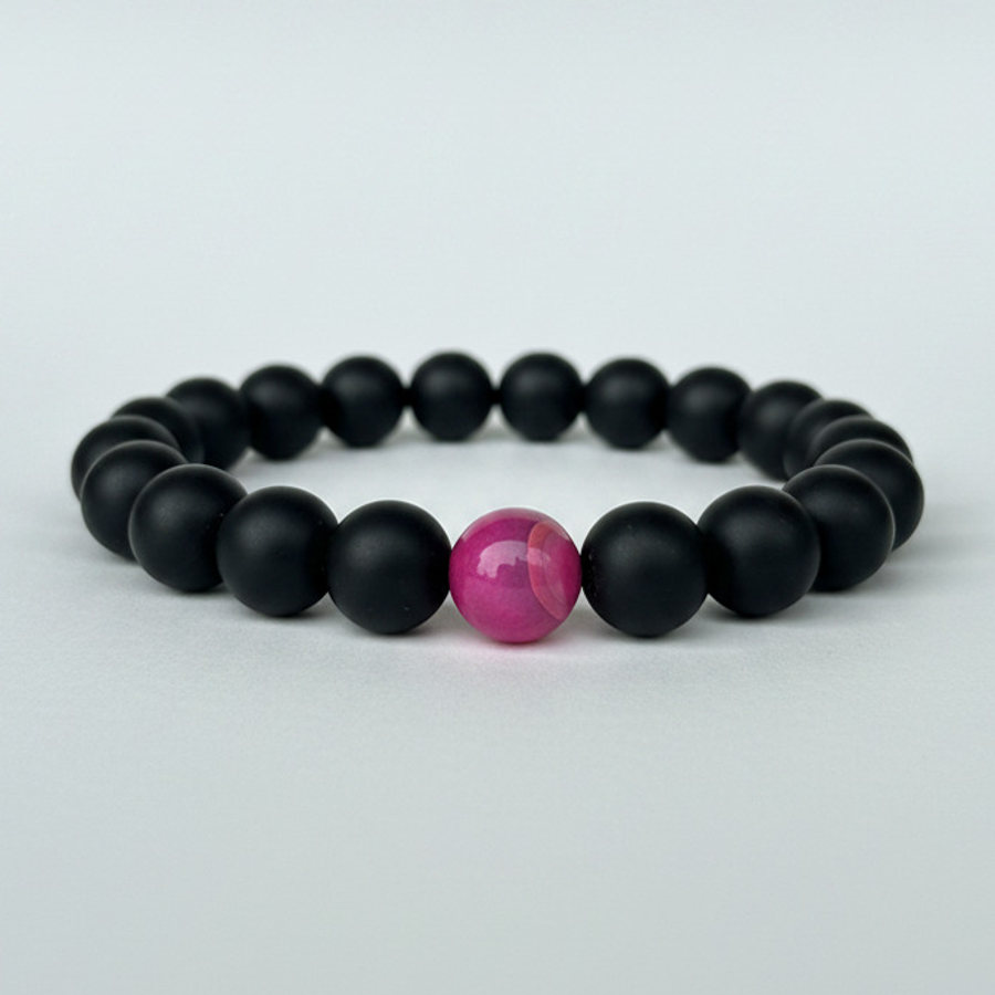 Pink Banded Agate x Black Matte Onyx