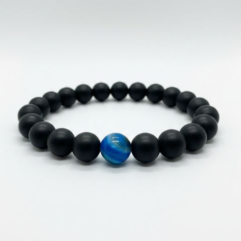 Blue Banded Agate x Black Matte Onyx