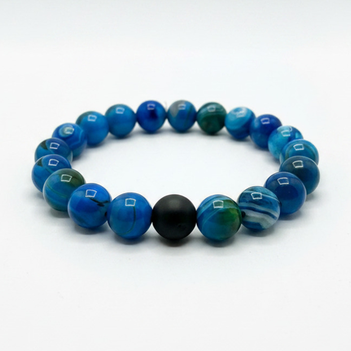Blue Banded Agate x Black Matte Onyx