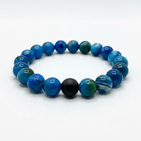 Blue Banded Agate x Black Matte Onyx